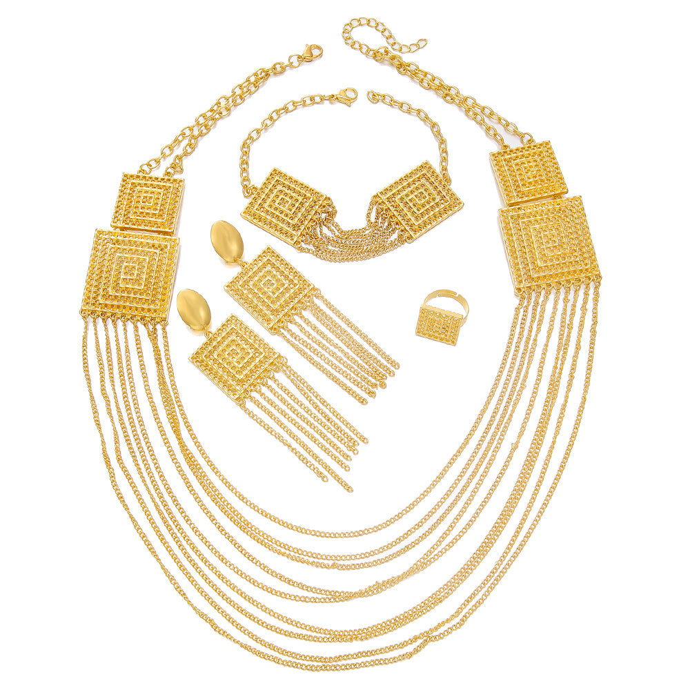 Fashion Gold Plated Tassel Jewelry Set