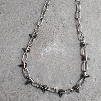 Rivet waist chain pants chain