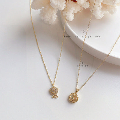 Zircon rose neck chain clavicle chain cool wind