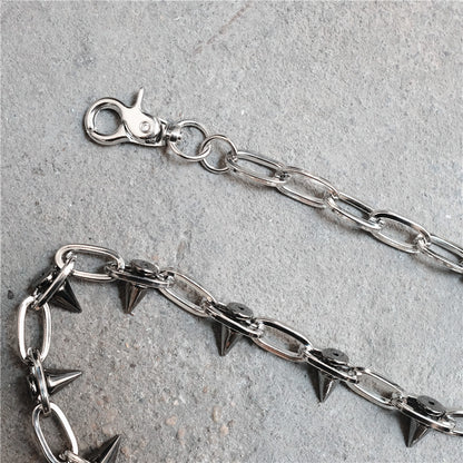 Rivet waist chain pants chain