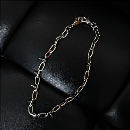 Rivet waist chain pants chain