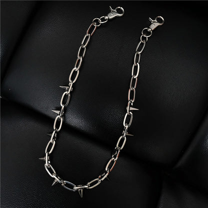 Rivet waist chain pants chain
