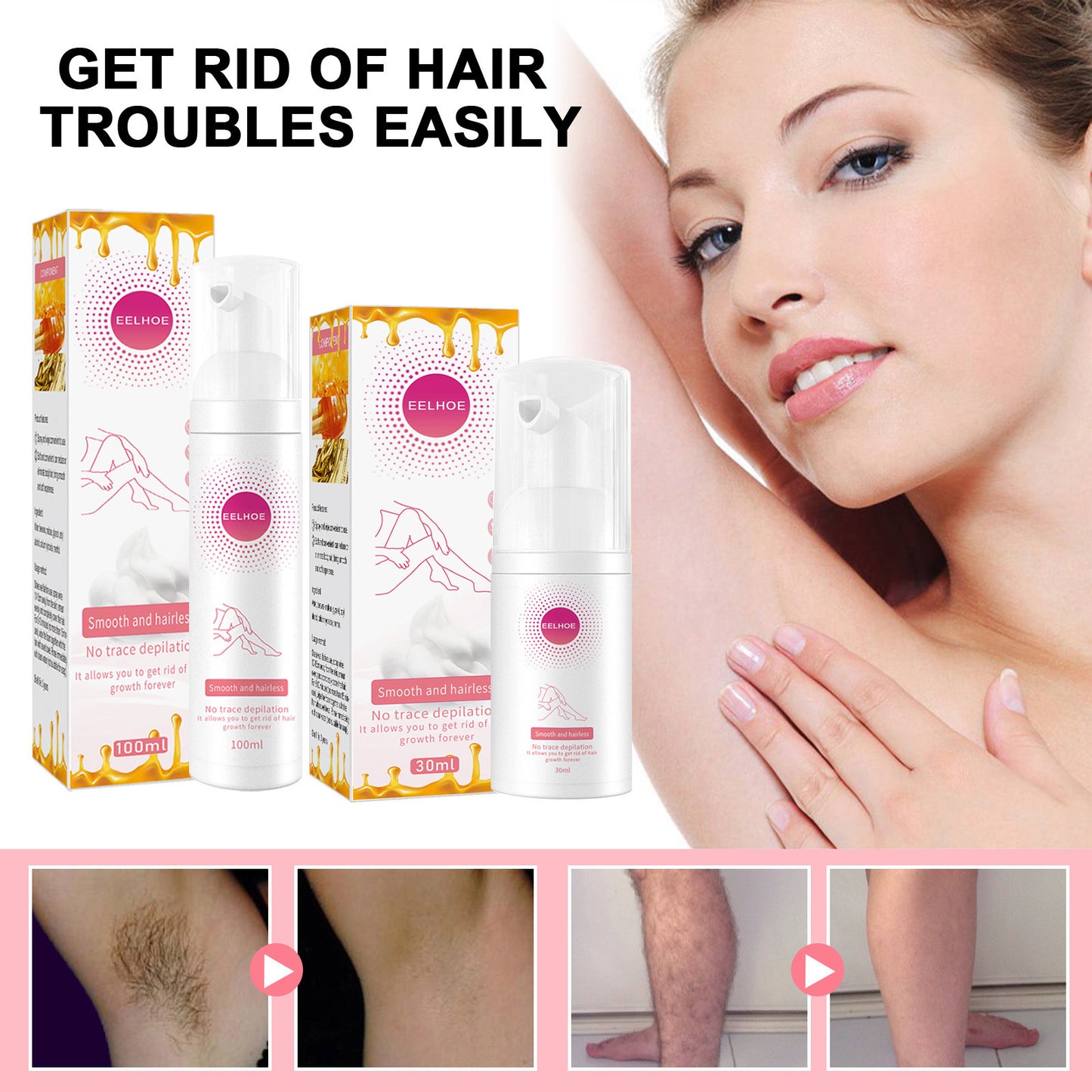 100ml Hair Removal Spray Depilatory Armpit Hair And Legs Hair Foam Mousse And Removal Is Gentle Hair Cream Spray Non-irritating