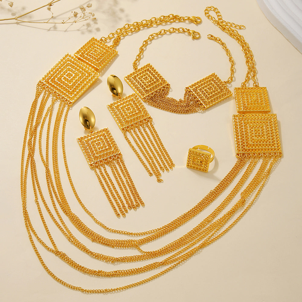 Fashion Gold Plated Tassel Jewelry Set