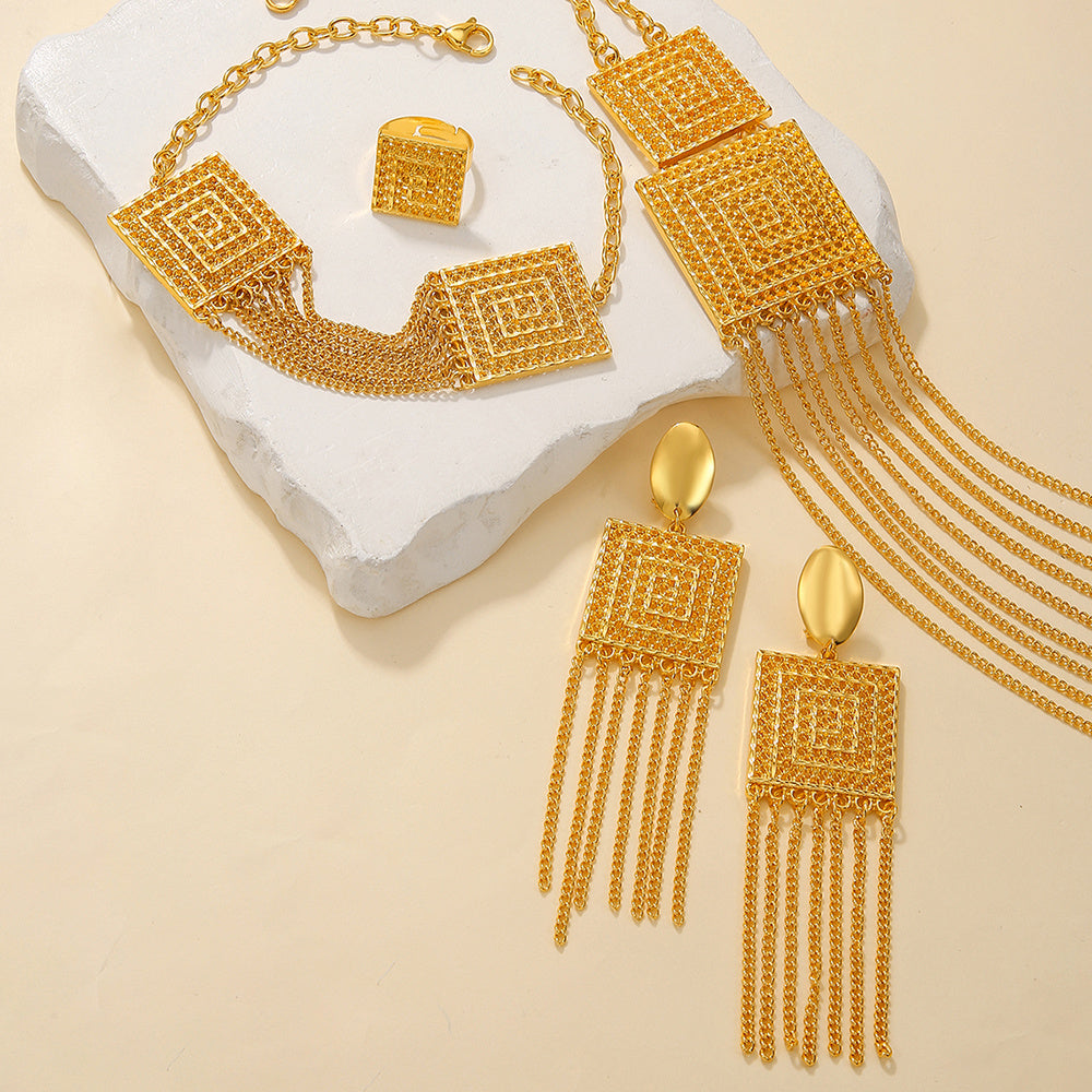 Fashion Gold Plated Tassel Jewelry Set