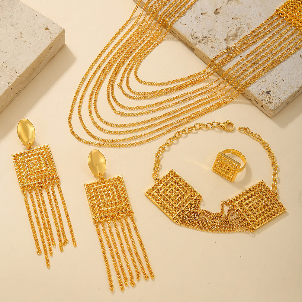 Fashion Gold Plated Tassel Jewelry Set